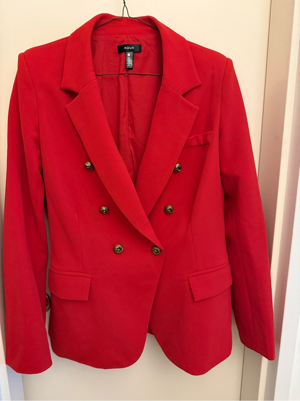 Bloomingdale’s Aqua Women's Red Double-Breasted Blazer